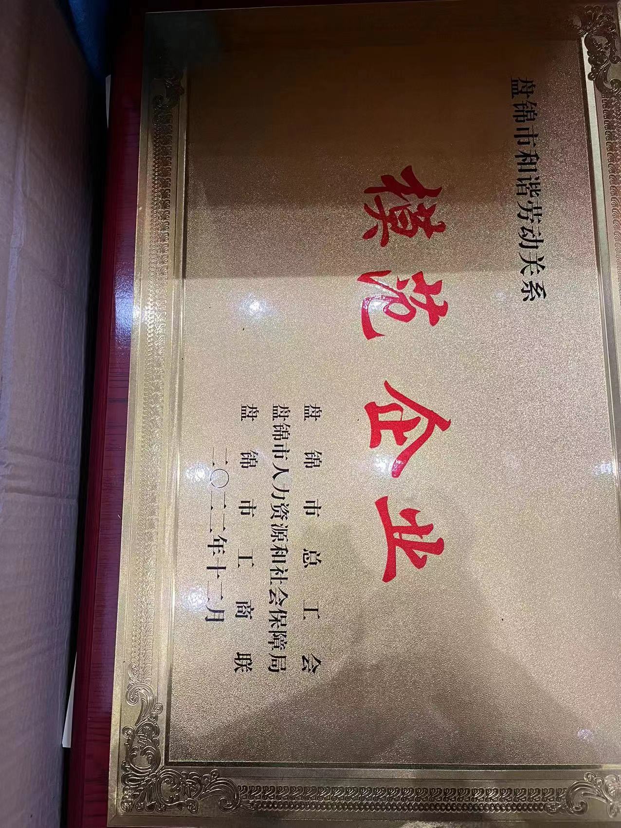 202305 頒發(fā)“盤錦市和諧勞動關系模范企業(yè)”.jpg